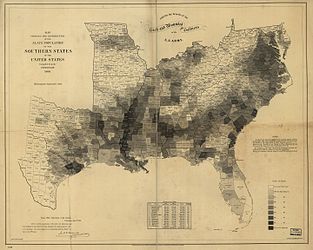 Percentage of slaves in each county of the slave states in 1860