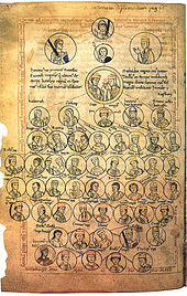 Family tree of the Ottonians, from the Wolfenbuttel manuscript (Cod. Guelf. 74.3 Aug., p. 226) StammtafelOttonen0002.jpg