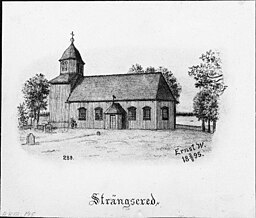 Kyrkan på teckning från 1895.