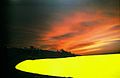 "Sunset with Plastic", poured acrylic on photo, 40"x60", Tyler Turkle, 1990