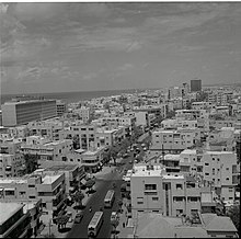 צילום אוויר של הרחוב בשנת 1963. בוריס כרמי, אוסף מיתר, הספרייה הלאומית