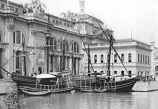 Реплики Нинья и Пинта на Всемирной Колумбийской выставке в Чикаго, построенные в 1892 году.
