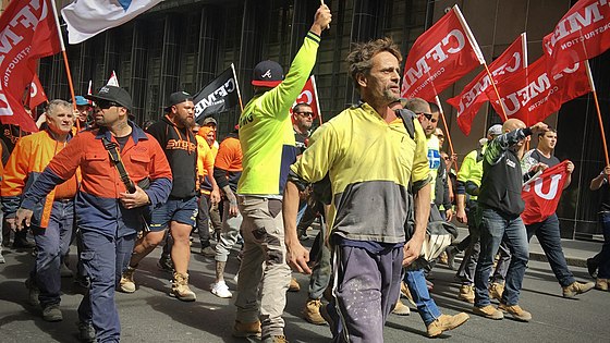 A trade union rally in Sydney, 2018