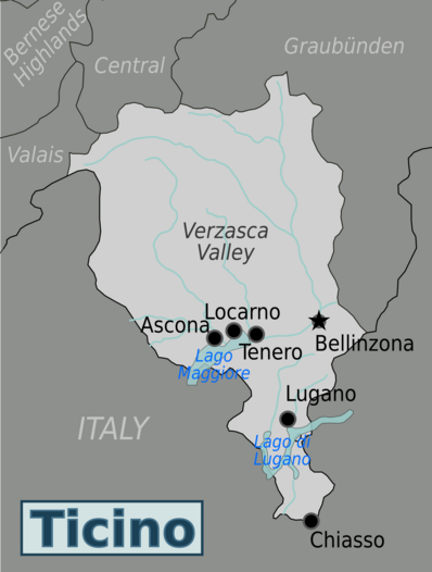 Mapa de Ticino