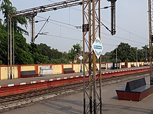 Electrification and overhead catenary in Titagarh railway station Titagarh railway station in Sealdah main line 02.jpg