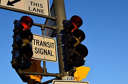 A transit signal traffic light in a bus priority system. TransitSignalViva.jpg