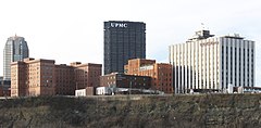 Mercy Hospital in Pittsburgh viewed from across the Monongahela River UPMC Mercy Hospital, Bluff, Pittsburgh, 2020-02-03.jpg
