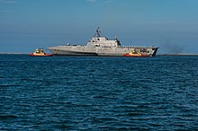 Gabrielle Giffords off San Diego on 5 July 2017 USS Gabrielle Giffords (LCS-10) arrives at San Diego on 5 July 2017.JPG