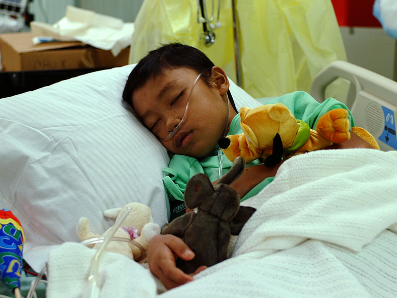 File:US Navy 050214-N-0357S-060 An 11-year old Indonesian boy rests in a hospital bed in the Intensive Care Unit aboard the Military Sealift Command (MSC) hospital ship USNS Mercy (T-AH 19).jpg