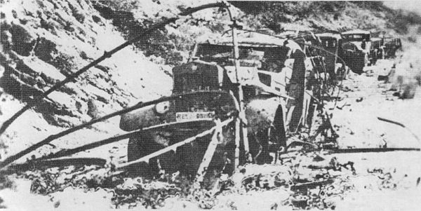 Destroyed Italian column near Drežnica, February 1943.