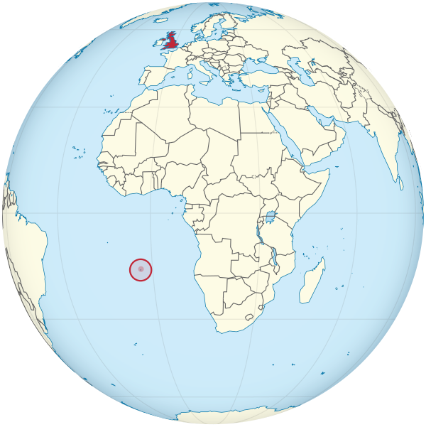 United Kingdom on the globe (Saint Helena, Ascension and Tristan da Cunha special) -1(Africa centered).svg