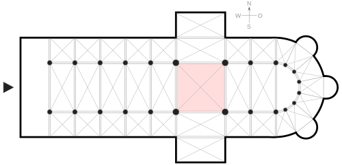 Cathedral floor plan (crossing is shaded)