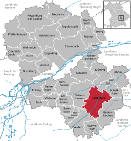 Vilsbiburgs beliggenhed i Bayern