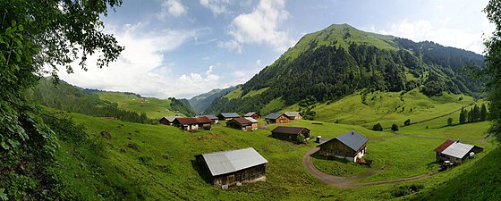 Austrian rural area of Schoppernau in summer
