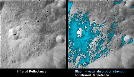 Chandrayaan-1 – Water Around Fresh Moon Crater