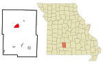 Webster County Missouri Incorporated and Unincorporated areas Marshfield Highlighted.svg