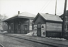 Shawmut station in 1926 shortly before it was closed to make way for the subway extension Westerly exposure to Shawmut Railroad Station, March 1926.jpg