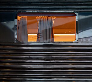 Window of the Pioneer Zephyr train, Museum of Science and Industry, Chicago, Illinois, US