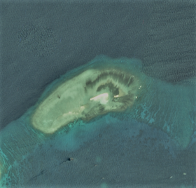 Image satellite de la caye Loaita prise par la NASA.