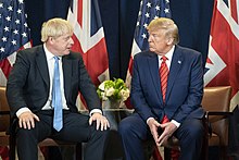 Johnson and US President Donald Trump in New York City, 24 September 2019. -UNGA (48791446772).jpg