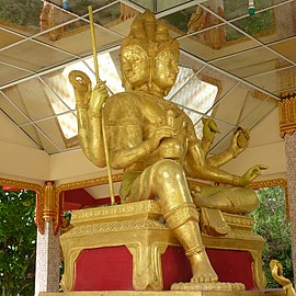Mahabrahma statue in Wat Phothivihan, Kelantan, Malaysia.