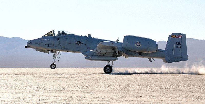 File:104th Fighter Squadron A-10C landing at Mud Lake at the Nevada Test and Training Range.jpg