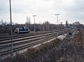 Östliches Gleisvorfeld mit Lok der DB-Baureihe V 60, 1986