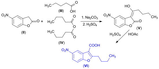 Dronedarone precursor starting from 2-coumaranone
