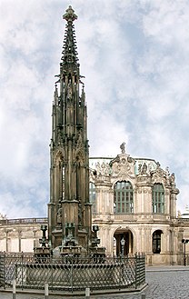 Cholera fountain 2007 in front of the Zwinger carillon pavilion