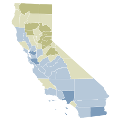 Election results by county. 2008 California Proposition 3 results map by county.svg