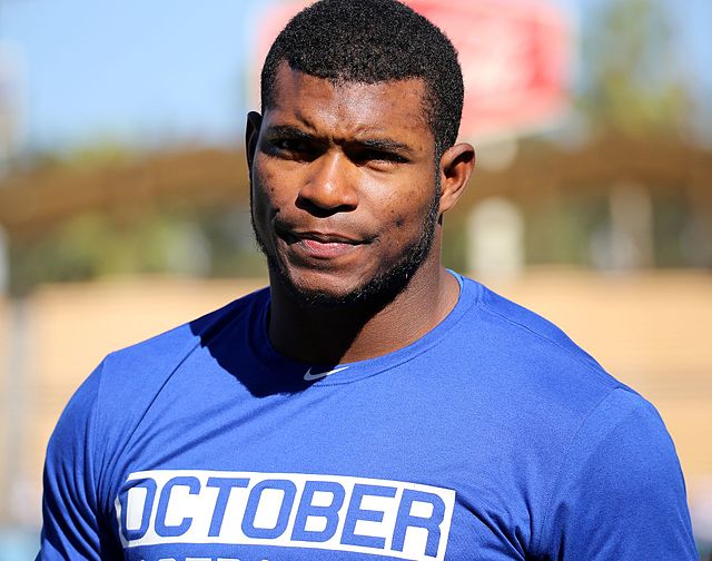 Yasiel Puig dyed his hair blue for World Series