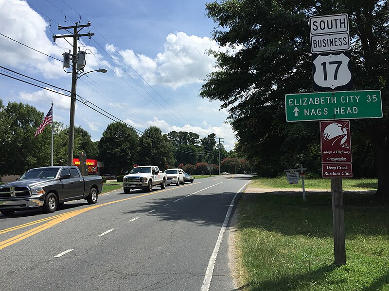 File:2017-07-13 14 38 51 View south along U.S. Route 17 Business (George Washington Highway) at Virginia State Route 165 (Moses Grandy Trail) in Chesapeake, Virginia.jpg