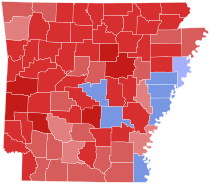 2018 Arkansas gubernatorial election results map by county.svg
