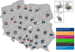 Sitzverteilung in den einzelnen Wahlkreisen bei der Wahl zum Sejm