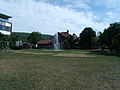 Fontein in park bij het treinstation van Ettlingen.