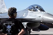 A squadron F-16 participates in a Red Flag Exercise at Nellis Air Force Base in February 2009. 416th Flight Test Squadron F-16.jpg