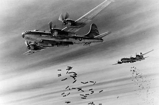 468th Bombardment Group Boeing B-29s attacking Rangoon Burma