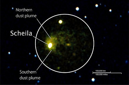 Scheila imaged by Neil Gehrels Swift Observatory's ultraviolet-optical telescope on 15 December 2010