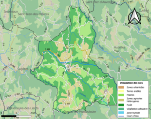 Barevná mapa znázorňující využití půdy.