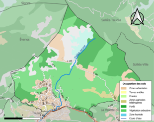 Kolorowa mapa przedstawiająca użytkowanie gruntów.