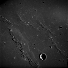 Unnamed wrinkle ridges north of the lunar crater Flamsteed, Oceanus Procellarum, from Apollo 12 AS12-54-8112.jpg