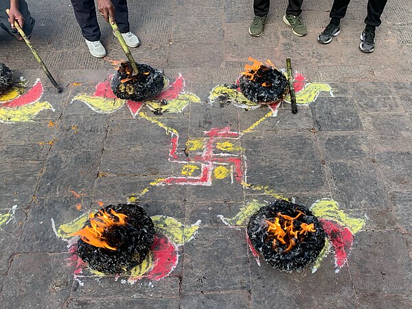 A mandala for yajna in Kumbheshwar Temple in Nepal