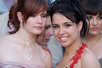 Female Bulgarian citizens at a college prom, 2008