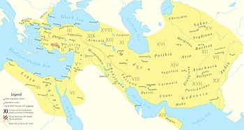 The Achaemenid Empire at its greatest territorial extent under the rule of Darius I (522 BC–486 BC)[2][3][4][5]