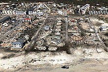 Aerial view of the damage in Mexico Beach, showing numerous destroyed structures