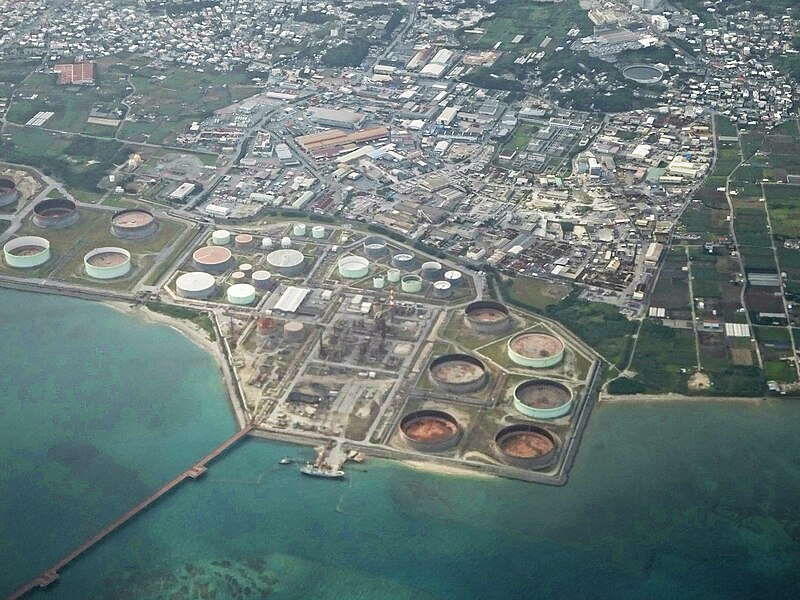 File:Aerial view of Nansei oil Nishihara reservoir.jpg