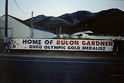 Gardner's win over Russian Alexander Karelin "shocked the wrestling world." After defeating Karelin, who was previously undefeated in 13 years, he became a local hero in his hometown of Afton, Wyoming. Afton, Wyoming, Home of Olympic Wrestling Champion Rulon Gardner (2484746382).jpg