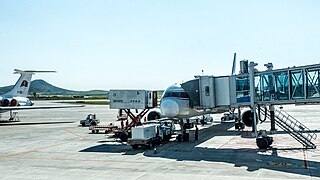 Air Koryo Tupolev Tu-204 di apron bandara