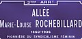 Plaque de l'allée Marie-Louis-Rochebillard, en mai 2013.