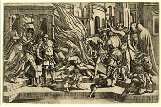 Possibly the Funeral of Hector, c.1542/43. Etching after Rosso Fiorentino, height 267 mm, width 405 mm. Signed on plate with monogram, bottom left. Ant fant6.jpg